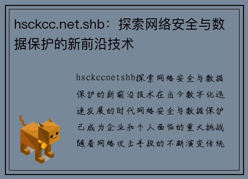 hsckcc.net.shb：探索网络安全与数据保护的新前沿技术